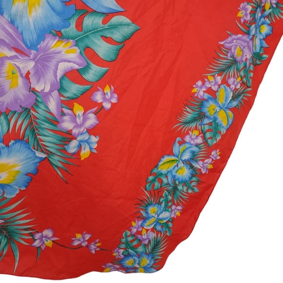Royal Creations Sarong Wrap Red with Hawaiian Floral made in Hawaii Vintage - Picture 7 of 15